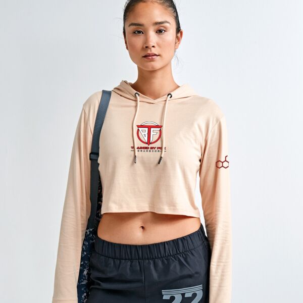 Women's Cropped Hooded Long Sleeve T-Shirt Thumbnail