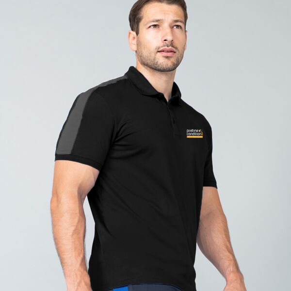 Unisex Contrast Panel Piqué Polo Shirt Thumbnail